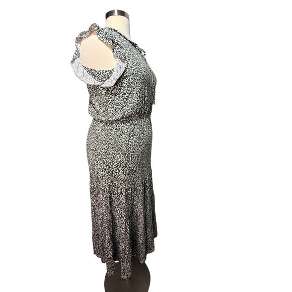 BB Dakota Steve Madden Maxi Dress Women’s Size 1X Animal Print Ruffle Cap Sleeve - Picture 4 of 8